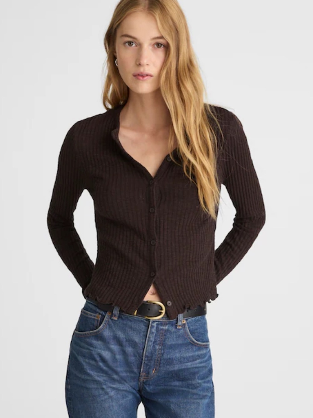 Madewell Lettuce-Hem Ribbed Cardigan